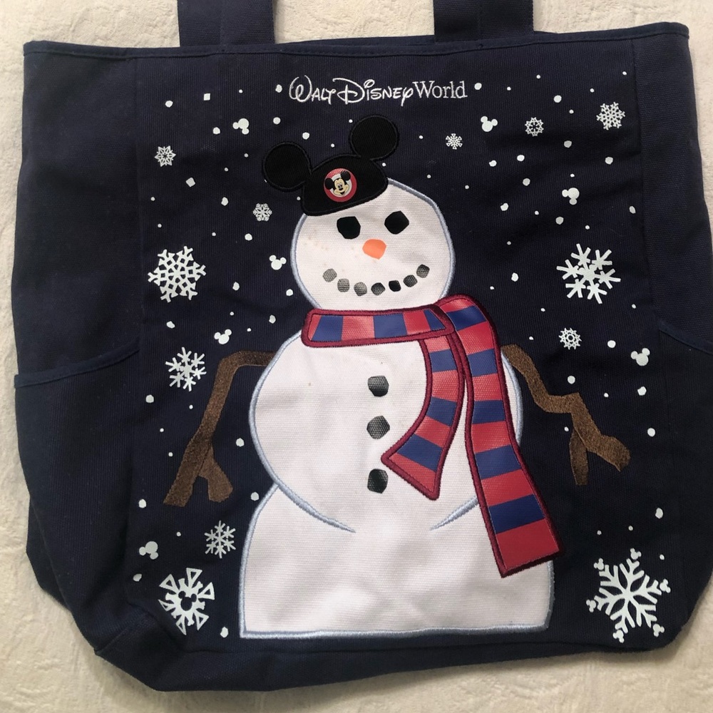 Disney Parks Christmas Winter Tote Frosty with Mickey Ears